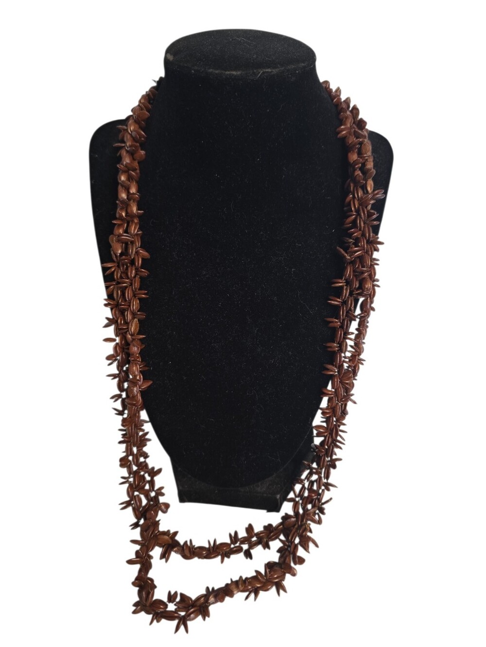 Vintage Necklace Hawaiian Koa Apple Seed Brown LEI 28" *READ*
